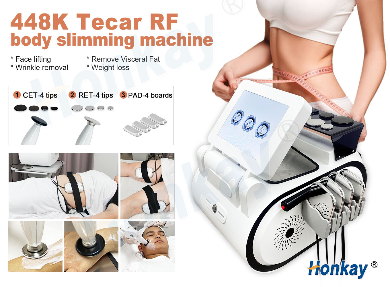 RF tecar physiotherapy device